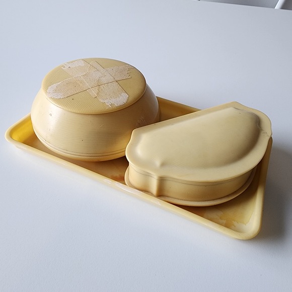 French Ivory Other - Vintage Celluloid French Ivory Jewelry Box Ring Holder Tray Vanity Set 1930s UK